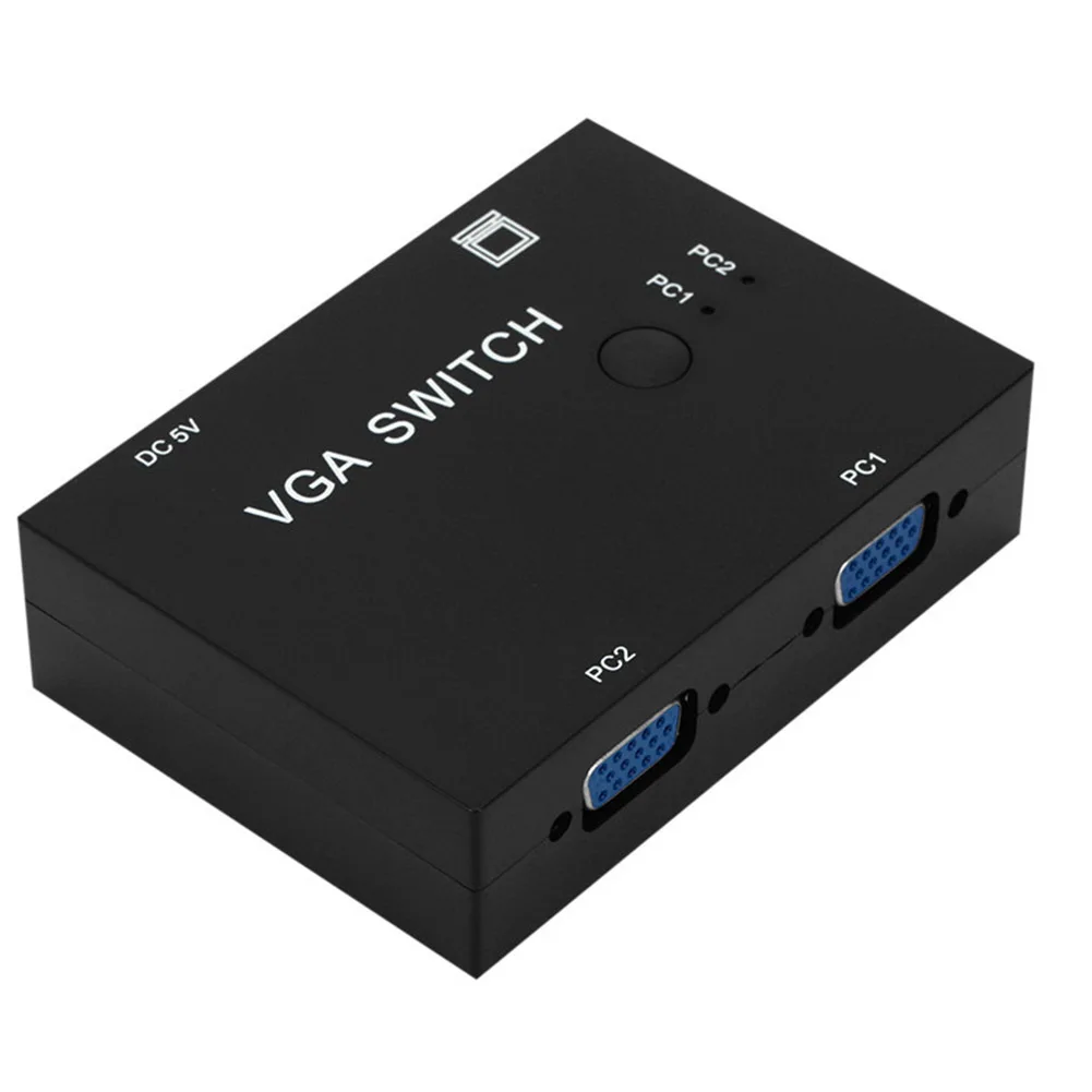 

KVM Manual Metal With Cable LCD TV Video Sharing Box 2 Port Wide Screen Black Accessories Splitter VGA Switch For PC Monitor