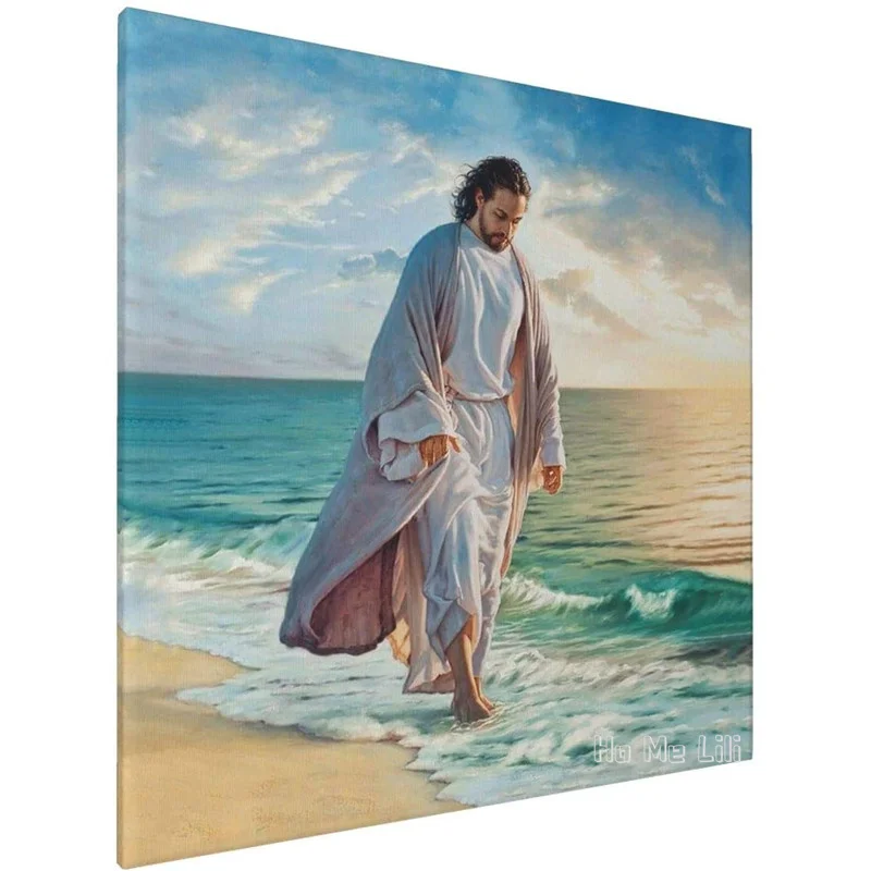 

Canvas By Ho Me Lili Wall Art Be Still My Soul Pictures Print Jesus Walking On The Beach Poster Home Decor For Living Room