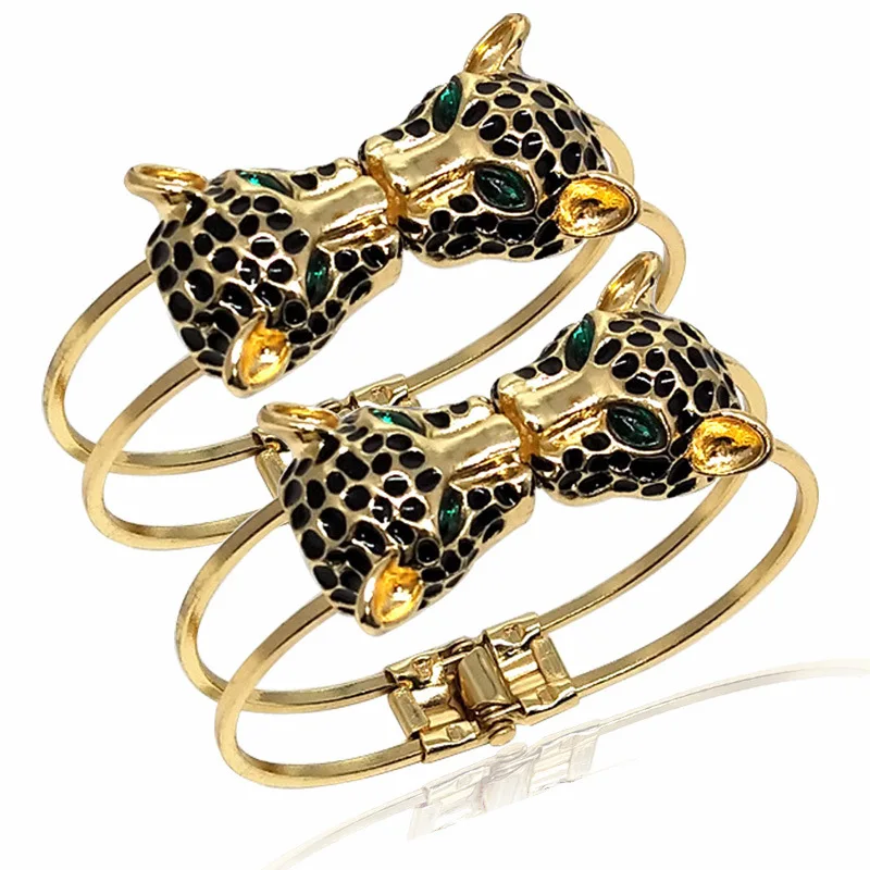 

New Luxury Brand AAA Zircon Leopard Head Bracelets for Women Men Punk Original Quality Gold Bracelet Fine Jewelry Pulsera