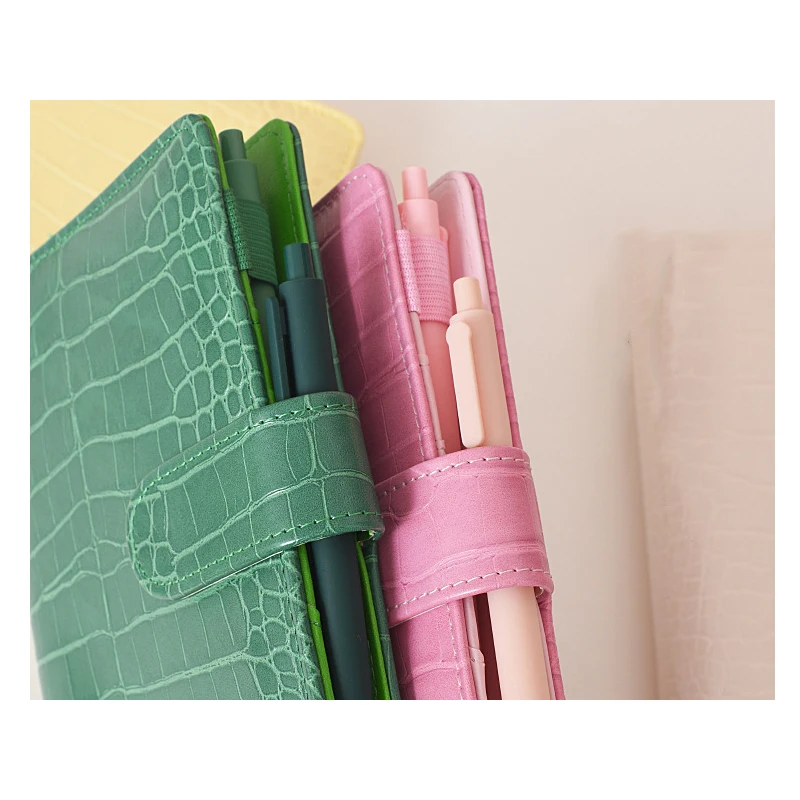 50 unids/lote Macaron cuaderno de cuero Original diario Personal organizador 6 carpeta de anillos para la Oficina de la escuela suministros-5