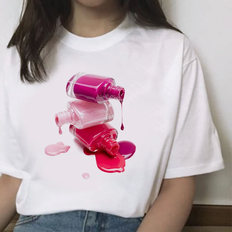 

Oversized T Shirt Women Nail Polish Print Summer Short Sleeve 2021 Female Top Clothing Korean Fashion Tees Tshirts for Girls