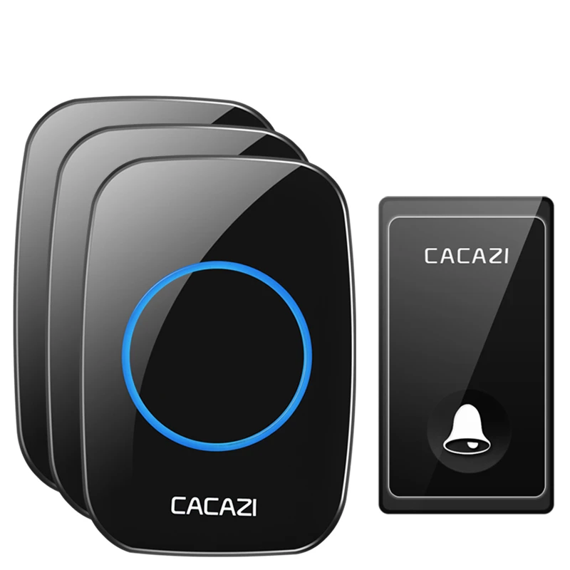 1 button 3 receiver CACAZI не требуется батарея беспроводной дверной звонок автономный 58 курантов США ЕС Великобритания штекер умный дом дверной звонок 1 2 кнопки 1 2 приемника - Цвет: 1 button 3 receiver