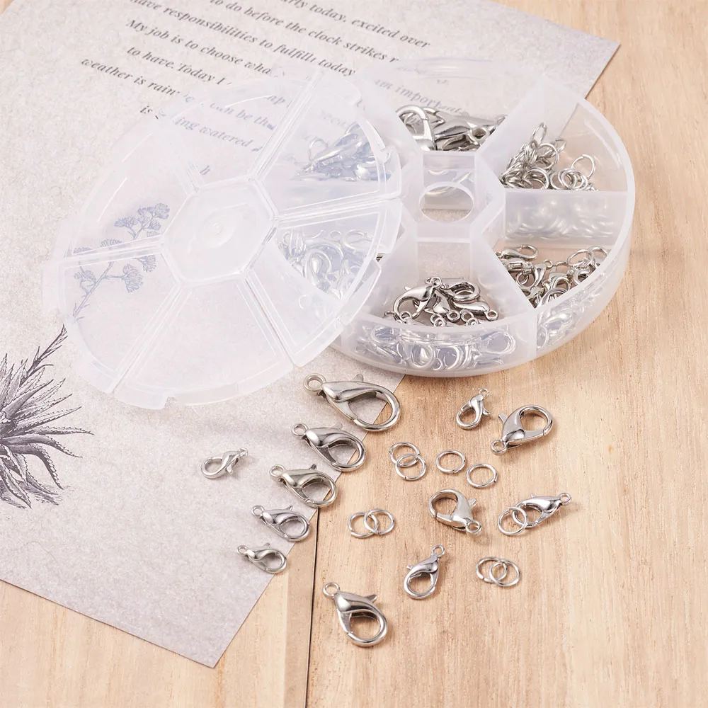 1 коробка застежки и переходные кольца из сплава с карабином набор золотых