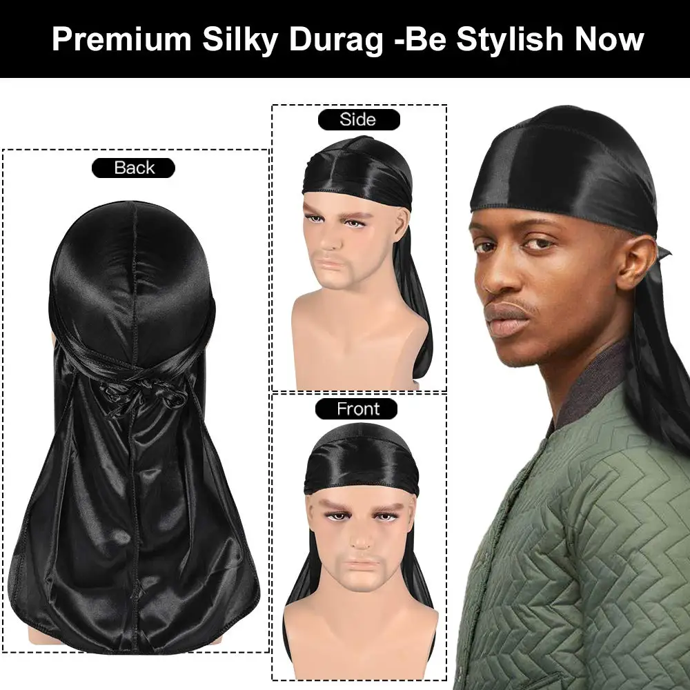 Однотонная волнистая шапочка s с Durag для мужчин головной убор мягкая эластичная