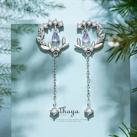 thaya 100 solid 925 silver dangle earring flower original design zircon earring for women engagement gift fine jewelry