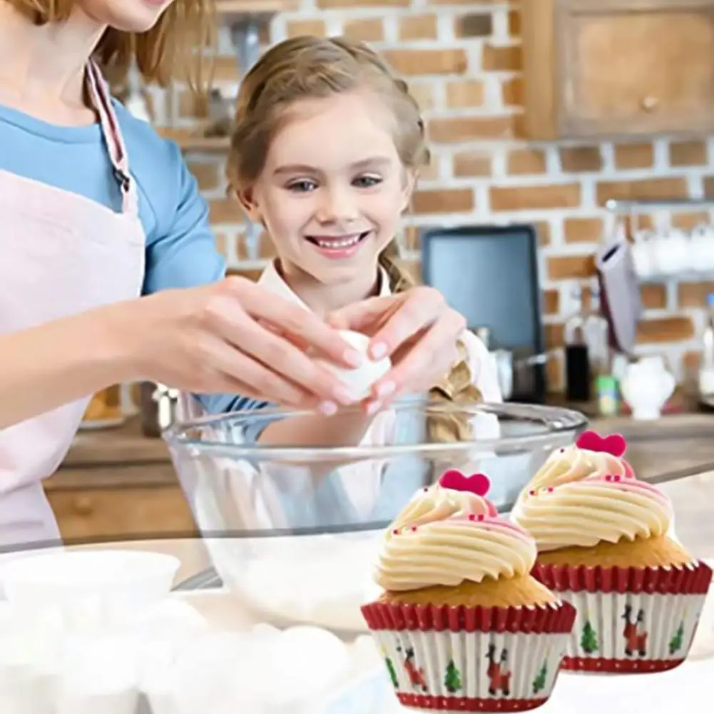 

100Pcs Cupcake Wrappers Food Grade Unique Pattern Paper High-temperature Resistant Muffin Cups Decorating Tools for Home