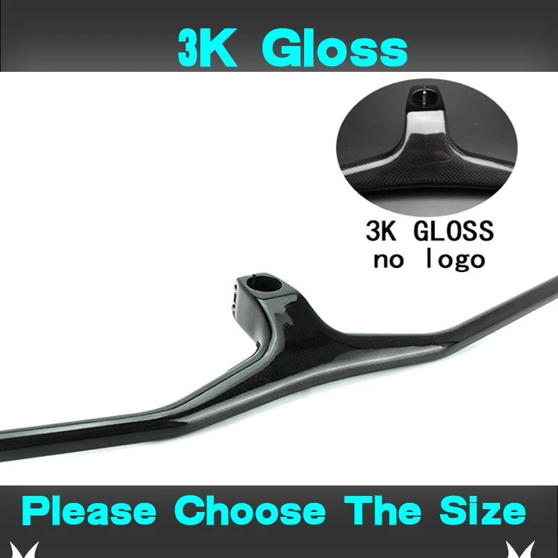No logo 3K Glossy ODINZEUS Manillar углеродный MTB велосипедный руль однообразный Интегрированный руль со стволом 3 к черный глянец/матовый углеродный руль - Цвет: No logo 3K Glossy