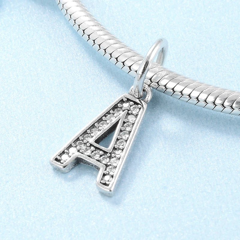 Новый 925 пробы серебряная буква из бисера от А до Z прозрачными камнями Подвески