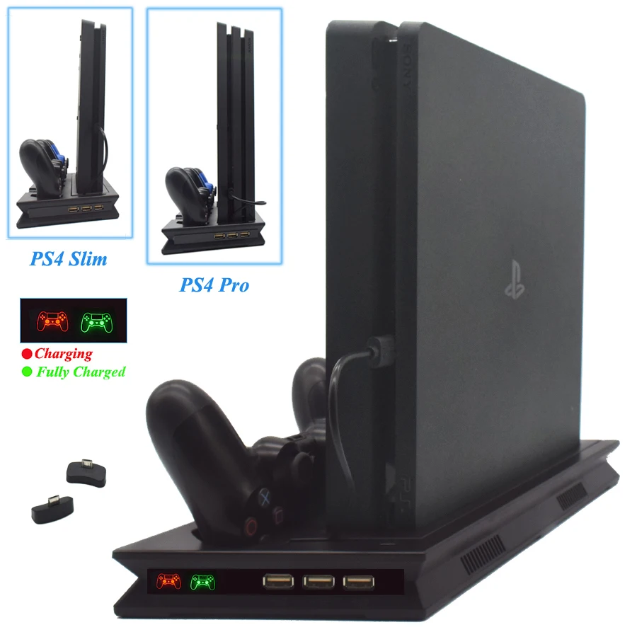 2 в 1 PS4 Pro тонкий вертикальный стенд контроллер зарядное устройство док-станция