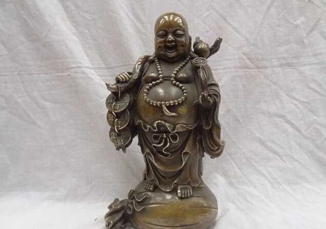 912 + 12 &quotКитайская бронза буддизм монета счастливый смех Майтрея Будда на статуя