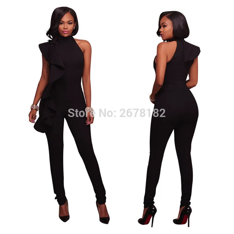 Сексуальные женские комбинезоны с оборками без рукавов комбинезон штаны летняя