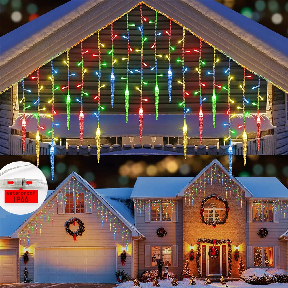 

Street Garlands Christmas Decorations 2023 Festoon Led Icicle Curtain Light New Year 2022 Decor Droop 0.6/0.7/0.8M EU Plug