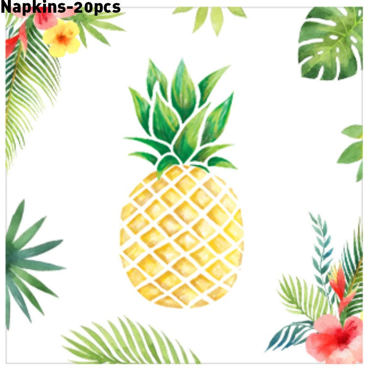 

Hawaii Disposable Tableware Napkins for Happy Birthday Party Decoration Beach Party Pineapple Flamingo Kid Party Favor