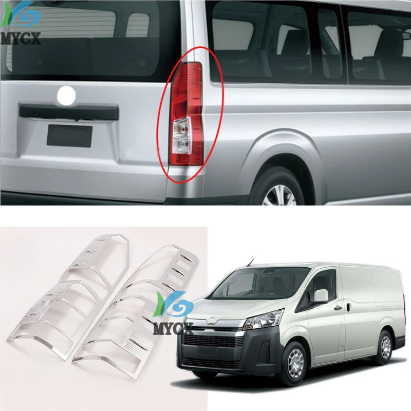 

Car Styling Chrome Rear Tail Light Lamp Taillight Cover Trim Frame Sticker 2pcs For Toyota HiAce Granvia H300 2019 2020