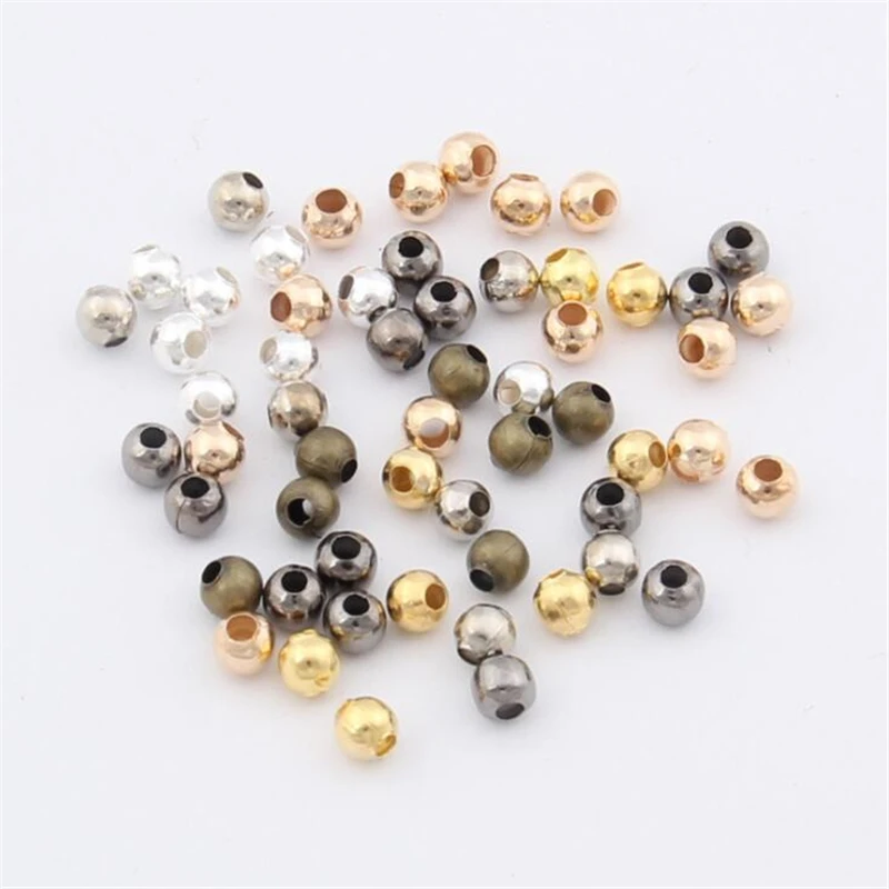 

500Pcs 100Pcs 1.5/2/2.5/3/3.5/4mm Gold Copper Ball Crimp End Beads Stopper Spacer For Diy Jewelry Making Supplies Accessories