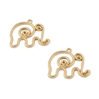 10pcs hollow elephant animal metal alloy gold charms pendant 3025 5mm for diy necklace earring jewelry making accessories