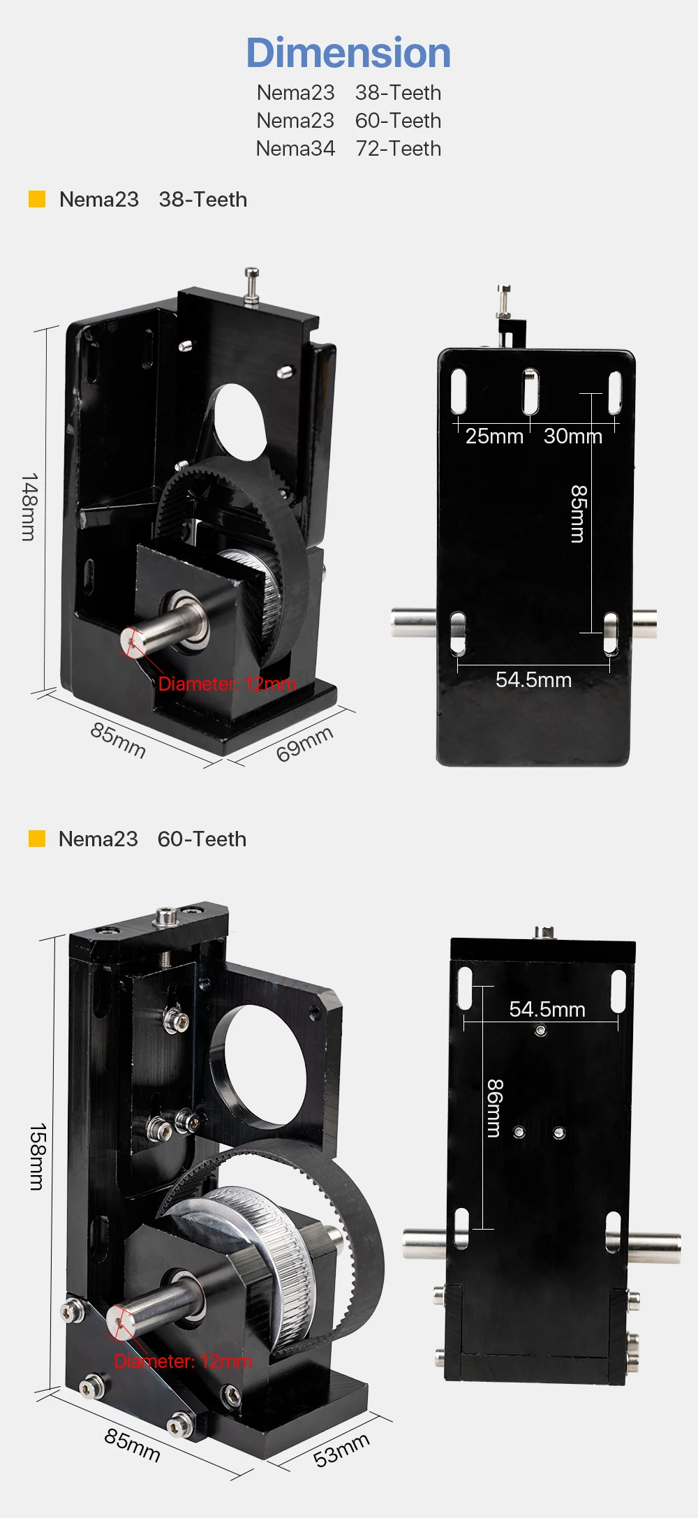 Cloudray шаговый двигатель редуктор Nema23 38-Teeth/Nema23 60-Teeth/Nema34 72-Teeth для CO2 лазерной резки и гравировки