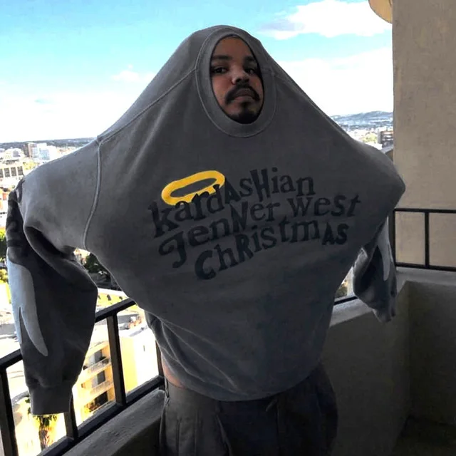 

Kanye West Angle Wings Stranger Things Fleece Hoodies Men and Women 3D Foam Letter Oversize O Neck Sweatshirt High Street Hoody