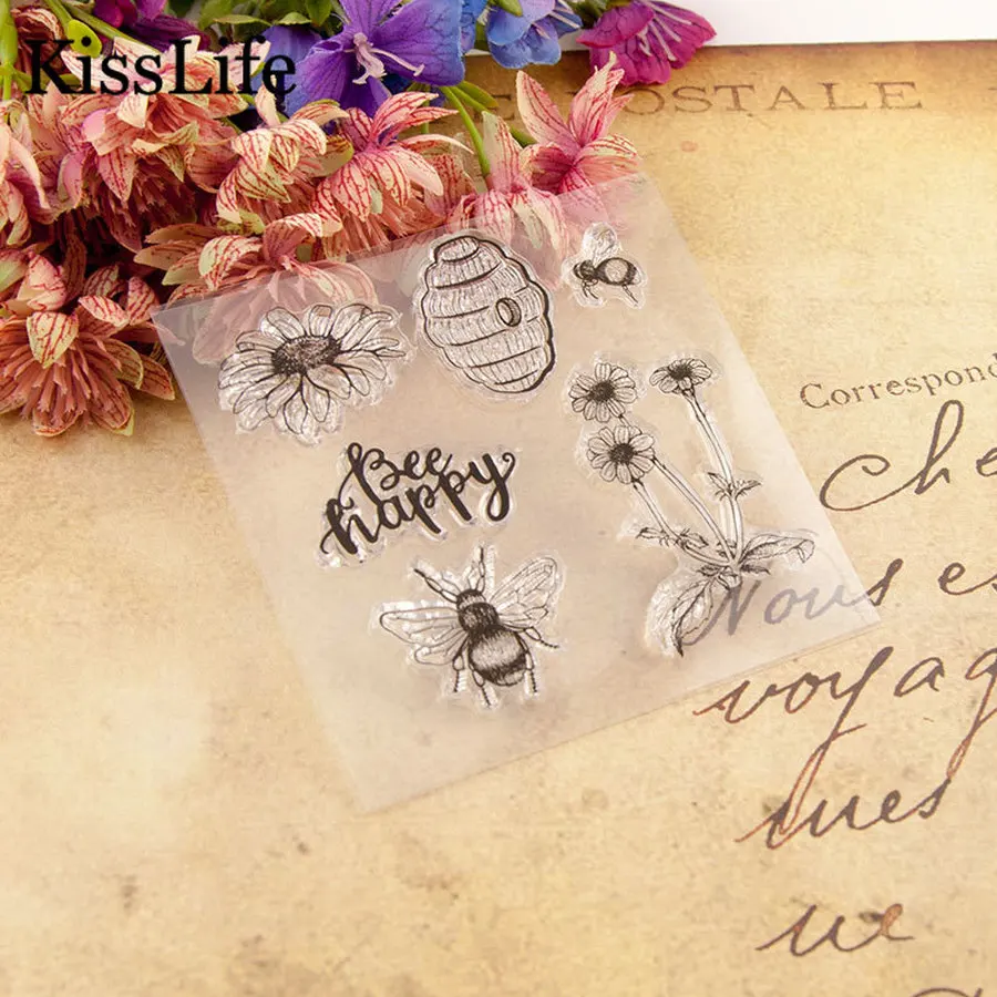 1 лист прозрачные резиновые штампы для скрапбукинга ромашки цветов пчелы | Дом и