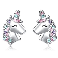 silver unicorn stud earrings for little girls hypoallergenic unicorn lovely gifts for daughter birthday party