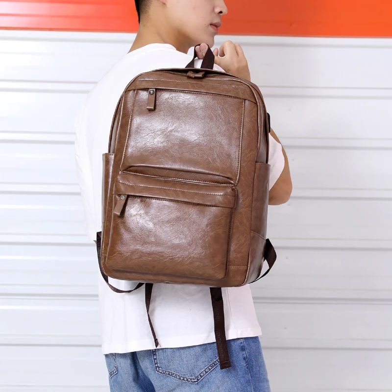 Рюкзак для ноутбука из искусственной кожи мужчин большой дорожный Повседневный