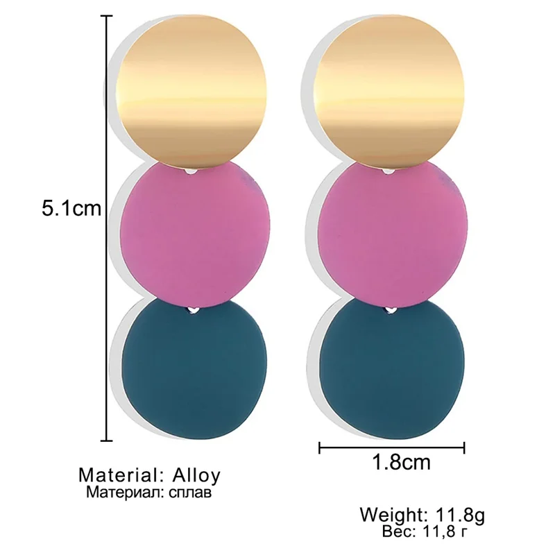 2020 Korean Round Colorful Alloy Drop Earrings for Women Geometric Statement 2 Color Jewelry Gifts | Украшения и аксессуары