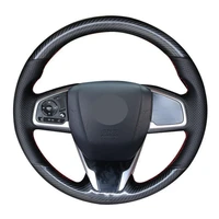black carbon fiber leather car steering wheel cover for honda civic civic 10 2016 2019 crv cr v 2017 2019 clarity 2016 2018