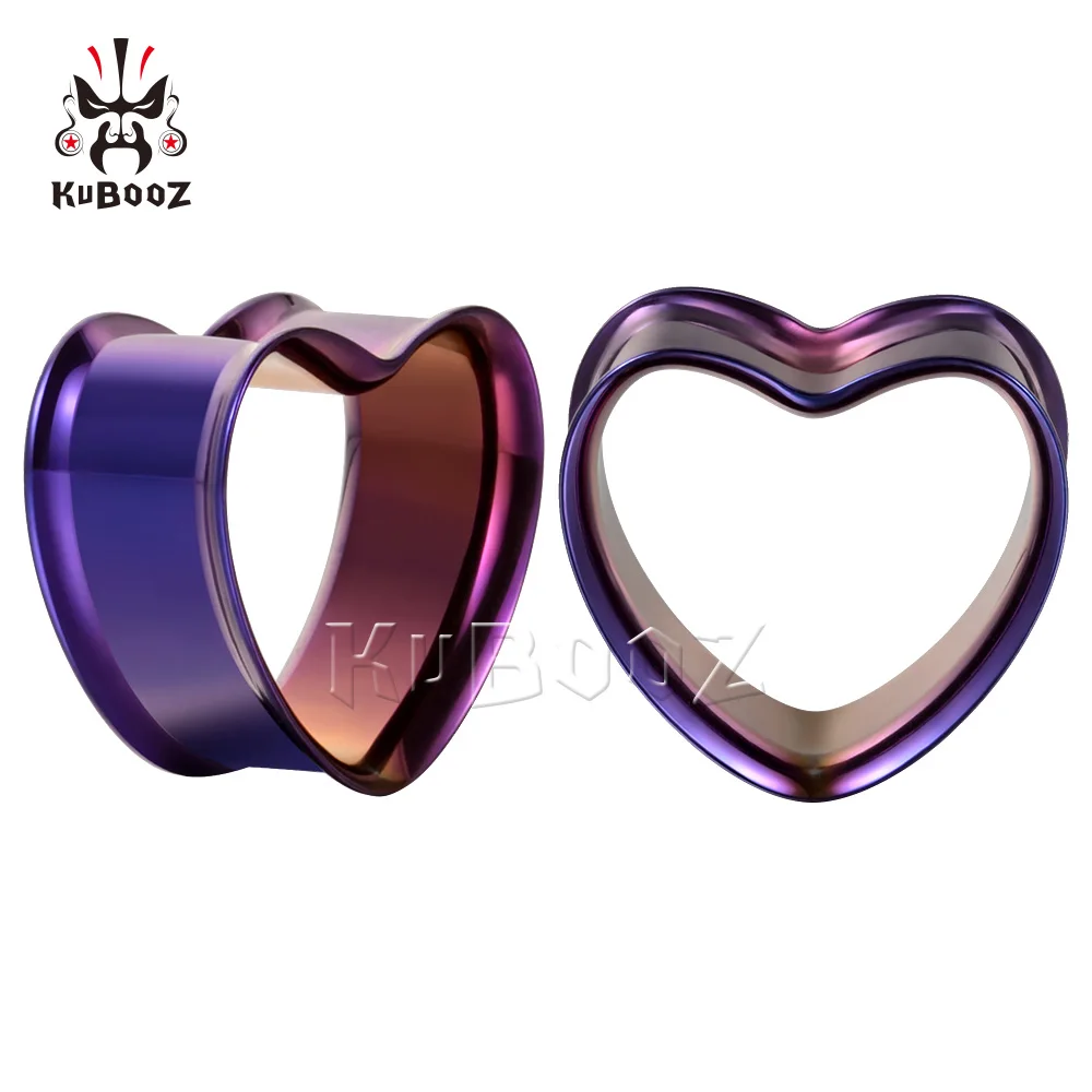 Серьги KUBOOZ из нержавеющей стали для пирсинга туннели с заглушками в форме сердца