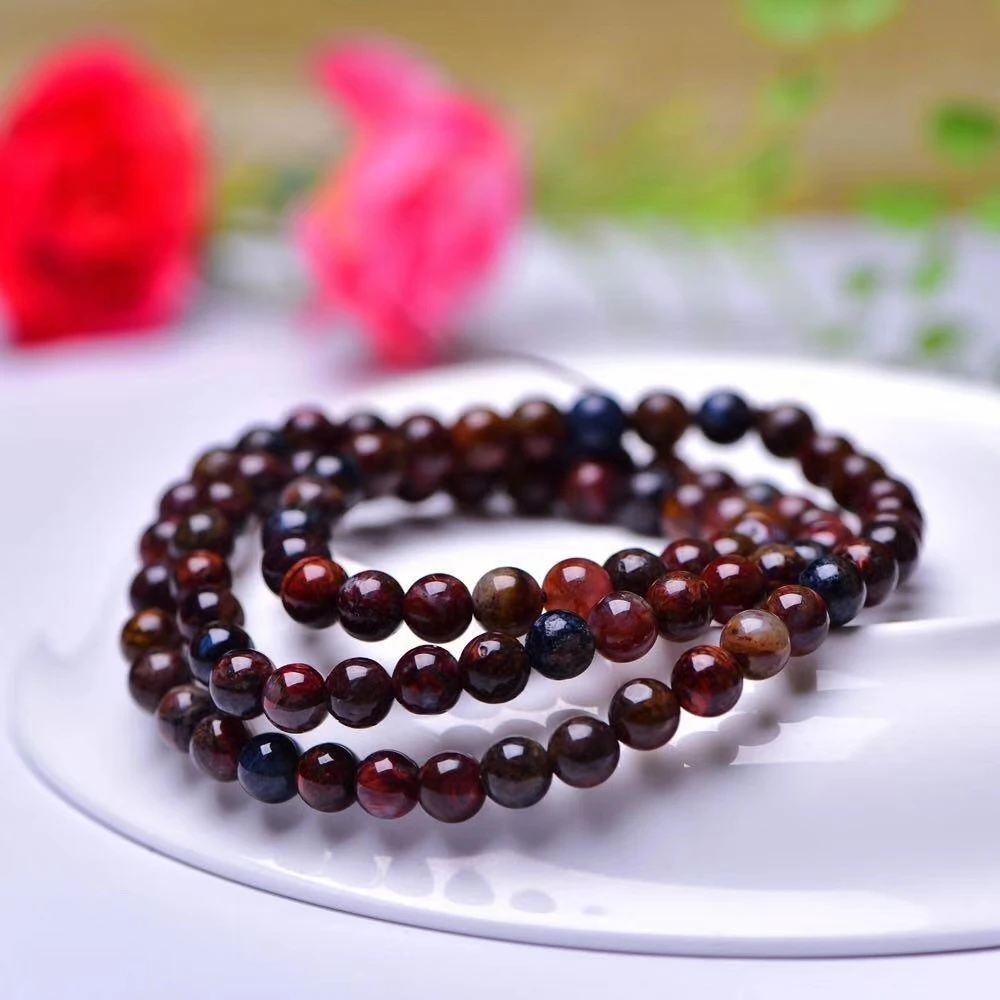 Натуральный красный желтый синий браслет-пиетер 6 мм Chatoyant Stone Лучший подарок 3