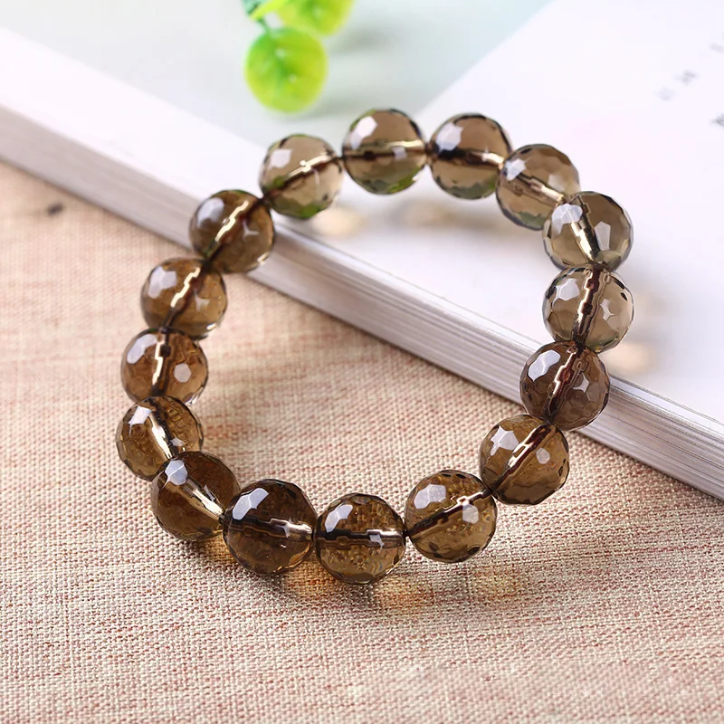 Top Quality Light brown Coffee color Crystal Round Bead Bracelet Bangles Hand String Lucky Amulet Women's Fashion Jewelry | Украшения и