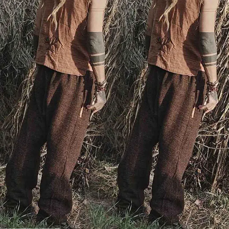 Брюки мужские свободные в средневековом стиле льняные хлопковые брюки-султанки