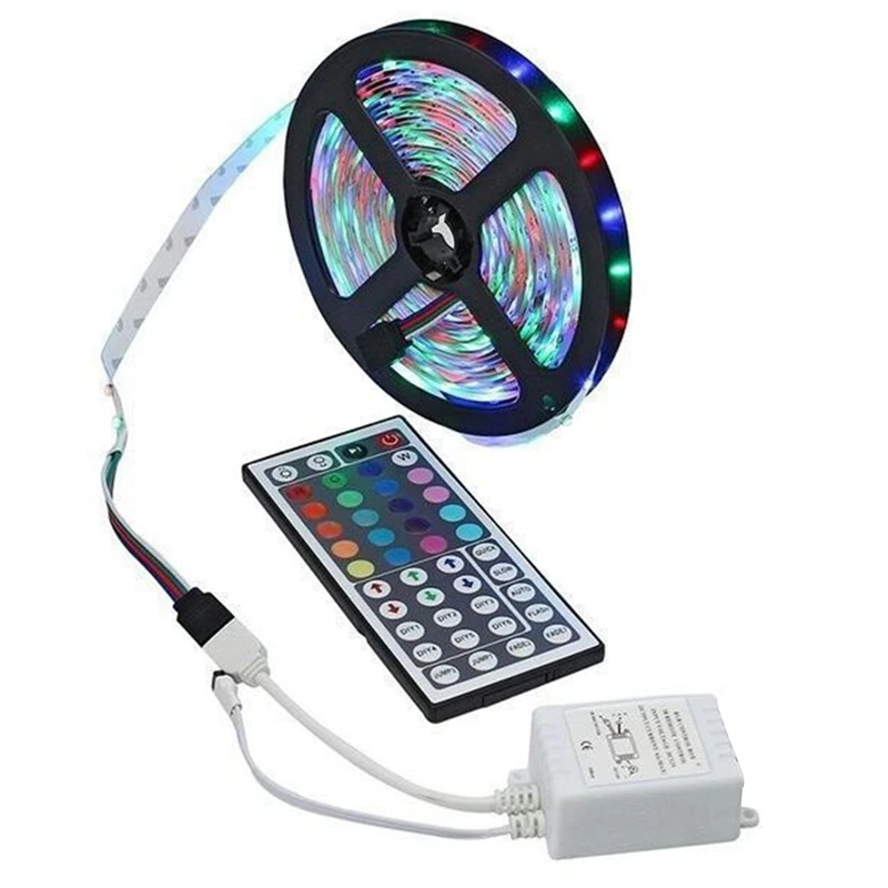 

Гибкая светодиодная ленсветильник RGB 3528 300 с пультом ДУ на 44 кнопки и контроллером для рождественской спальни, 5 м