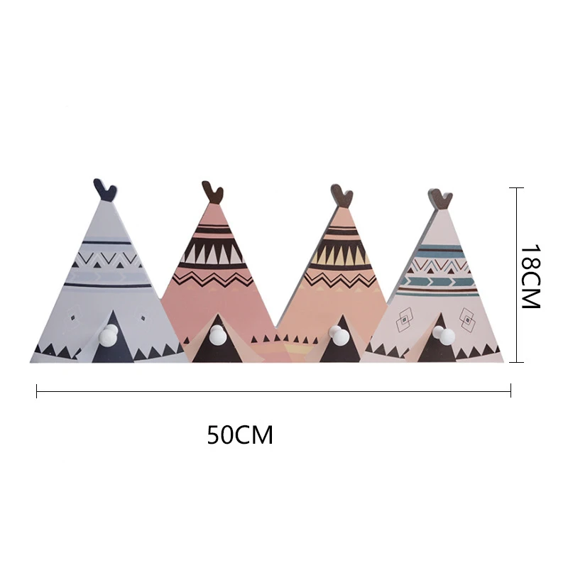 Indian Tent Крючки для хранения детской комнаты, настенные декоративные крючки для мальчиков и девочек, настенные декоративные крючки для детской комнаты, скандинавские животные, лебеди, крючки для детей - Цвет: Indian Tent