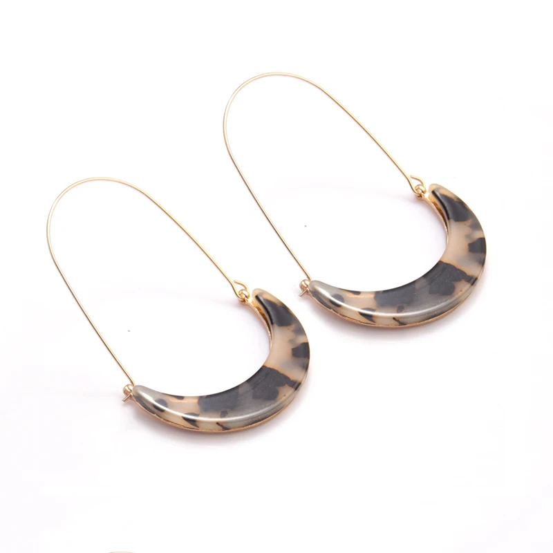 Модные леопардовые серьги Cpop в виде полумесяца для женщин акриловые висячие из