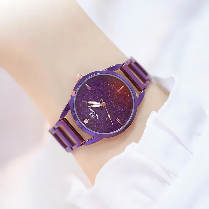 Роскошные Светящиеся женские наручные часы 2019 звездное небо женское платье