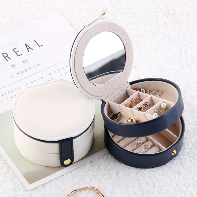 

Leather jewelry storage box portable snap jewelry box earrings ring box pendant jewelry box jewelry
