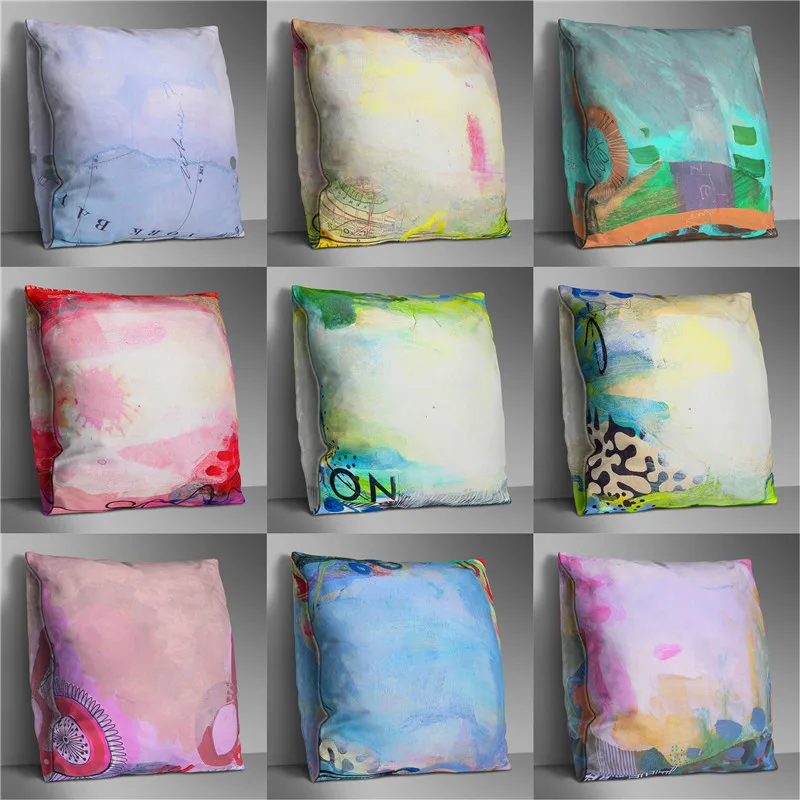 Красочные Наволочка с рисунком типа граффити двойными бортами декоративные