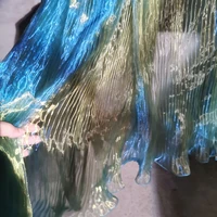 wide 145cm illusion blue yellow organza pleated fabric big wave eugene yarn designer diy women dress tulle sew telas por metro