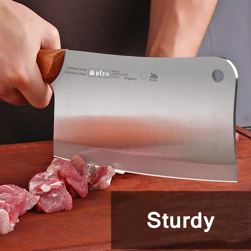 

Kitchen Knife Household Slicing Knife Chef Knife Butcher Bone Chopping Knife Cleaver Stainless Steel Blade with Wooden Handle