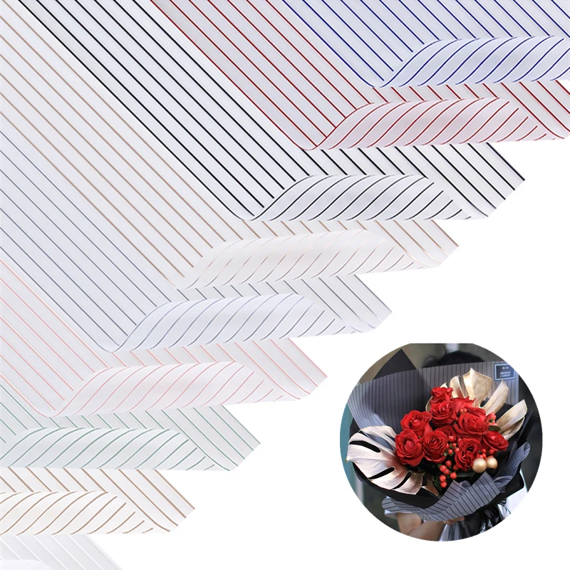 

20 листов желейной пленки, цветочный упаковочный материал, классическая полоса для цветочного магазина