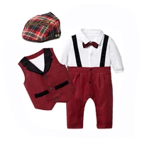 european and american male baby gentleman one piece romper vest and hat multi piece set