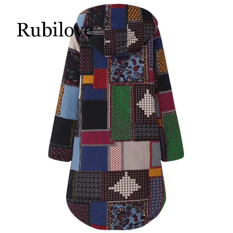 

Winter Jacket Women Coats Hooded Long Sleeve Vintage Ladies Fleece Thicken Coats Button Long Outerwear Female Jacket Plus Size