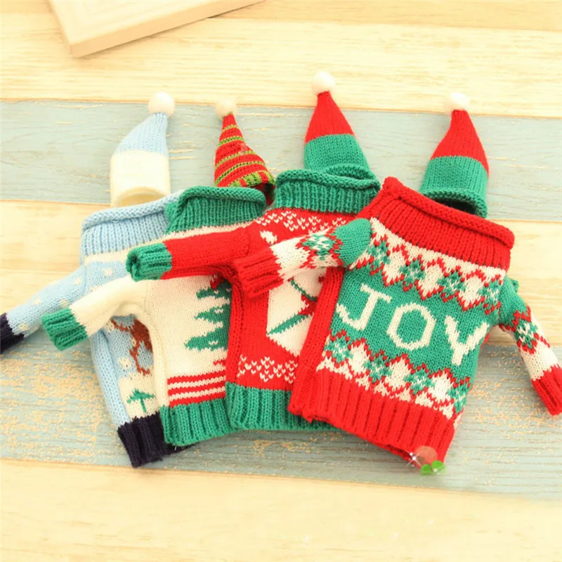 Счастливого Рождества бутылки вина крышки Олени Санта-Клауса на Рождество