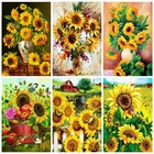 Алмазная 5D Вышивка MTdiyart, Набор для творчества, вышивка крестиком, Подсолнух, цветок, пейзаж, наклейки на стену в комнату, Декор