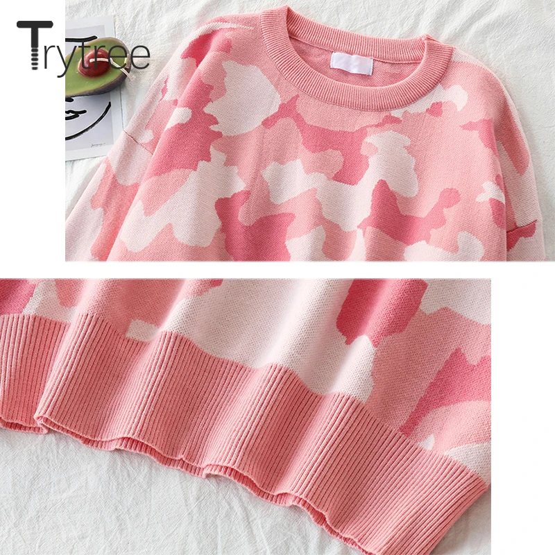 Женский Повседневный свитер Trytree модный элегантный свободный розовый