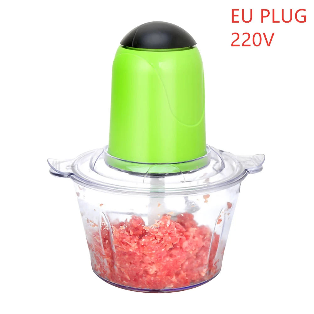 green 220V EU Plug 2Л Автоматическая мощная Мясорубка многофункциональный электрический кухонный комбайн Электрический блендер измельчитель резак для мяса EU - Цвет: green 220V EU Plug