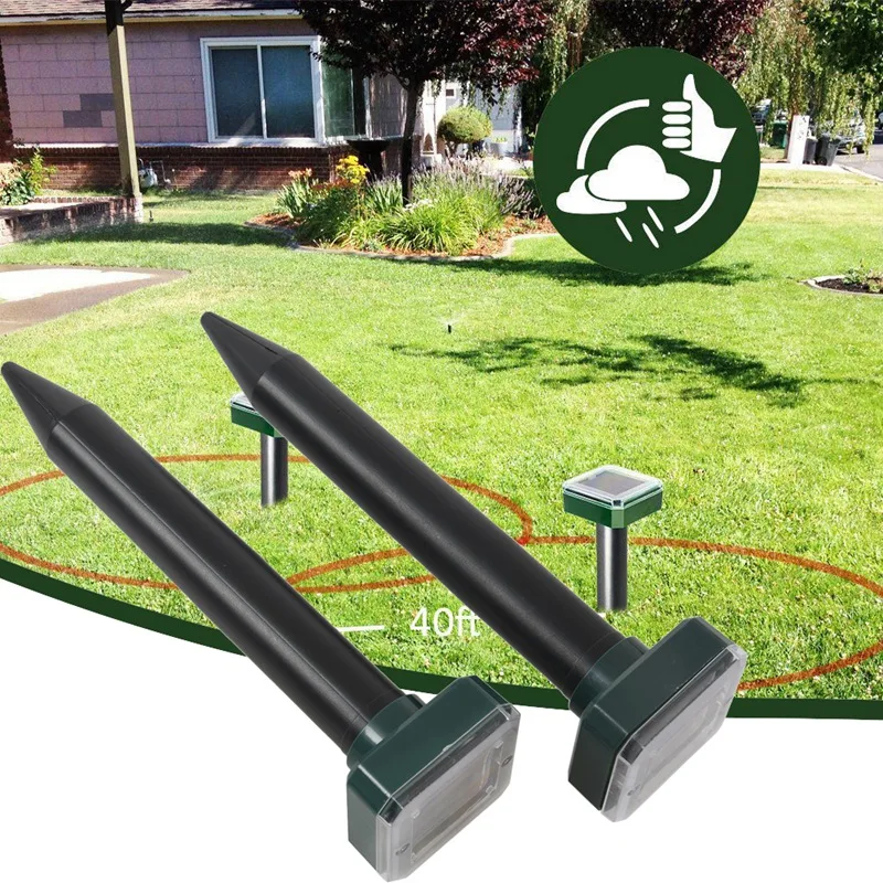 2 Pieces Solar Sonic Mole Repellent Vole Deterrent Chaser Spike | Дом и сад