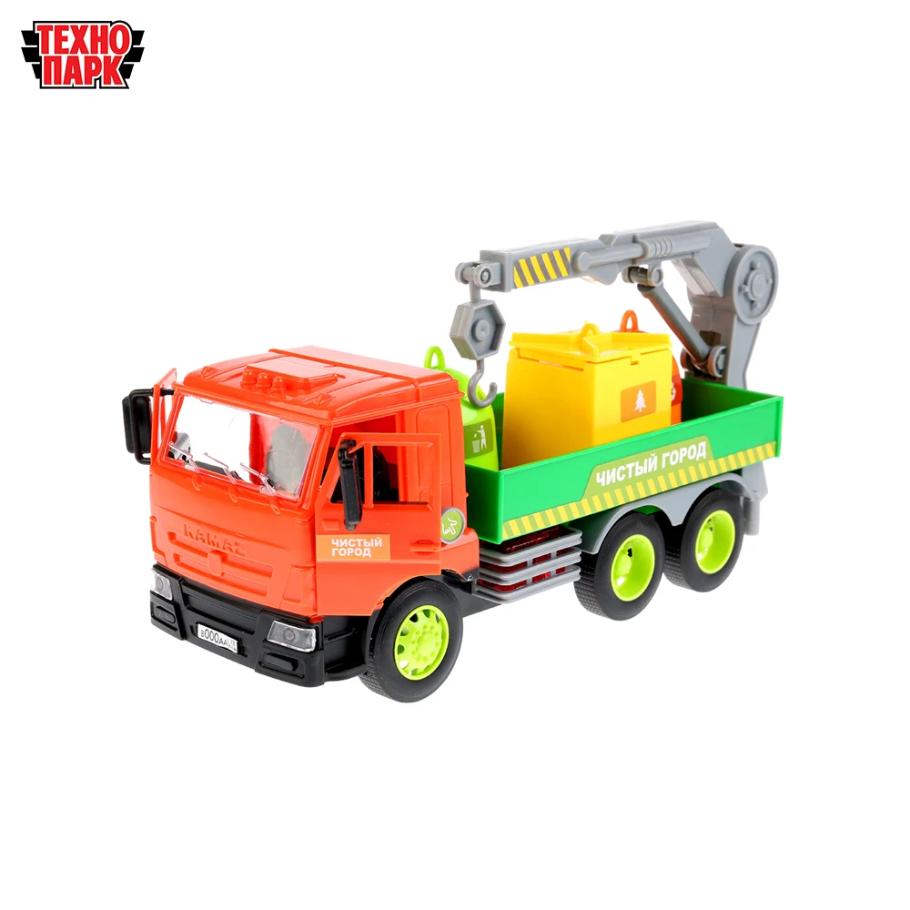 Машина ТЕХНОПАРК КАМАЗ Мусоровоз 25СМ пластиковая инерционная открываются двери