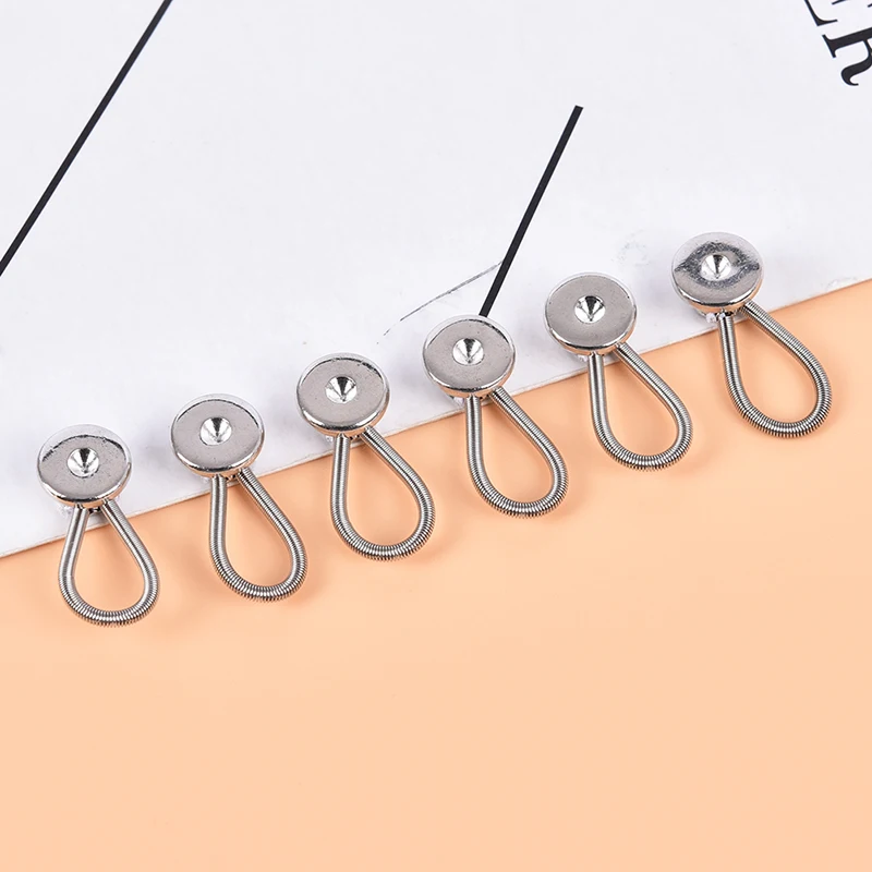 

6pcs/lot Collar Extenders Metal Buttons Jeans Pants Waist Stretch Shirt Suit Tie Neck Expanders Flexible Lock Lengthen Buckle
