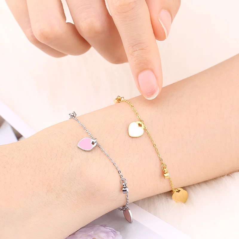 Женский браслет из нержавеющей стали в форме сердца с цепочкой | Украшения и